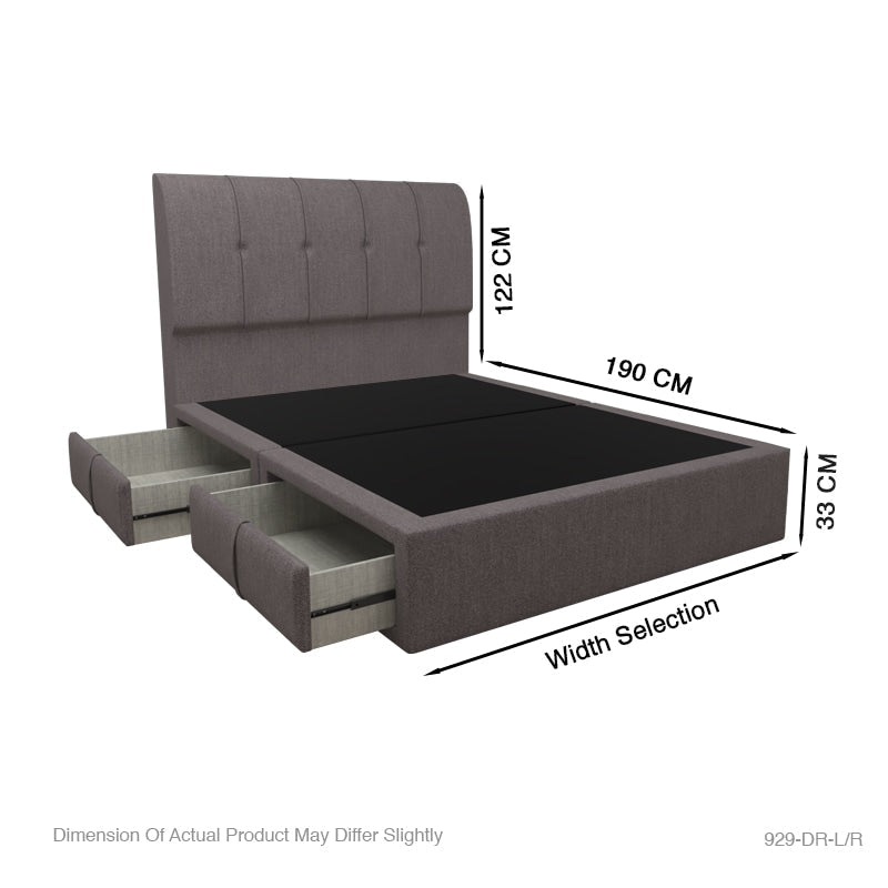Lucas  Fabric Drawer Bed with Drawer Left / Right