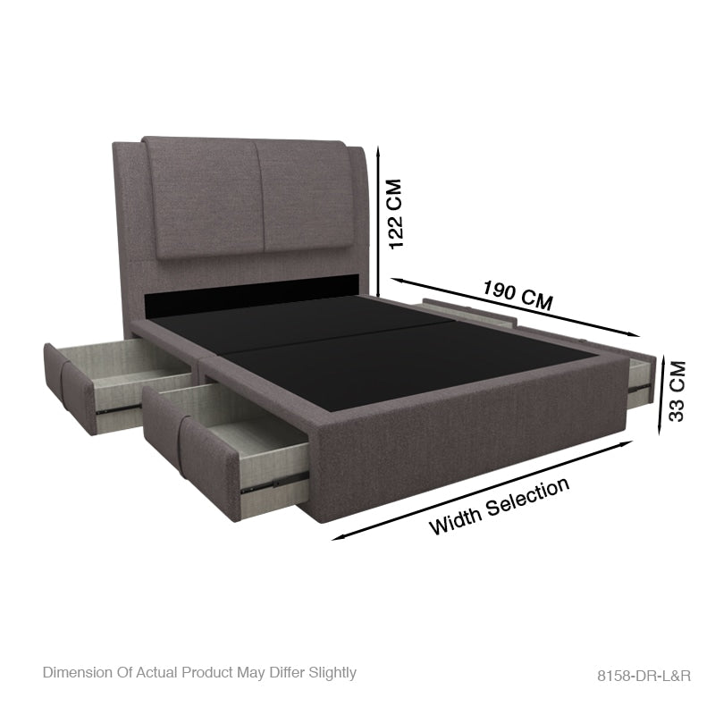 Eden Fabric Drawer Bed with Drawer Left and Right Queen & King