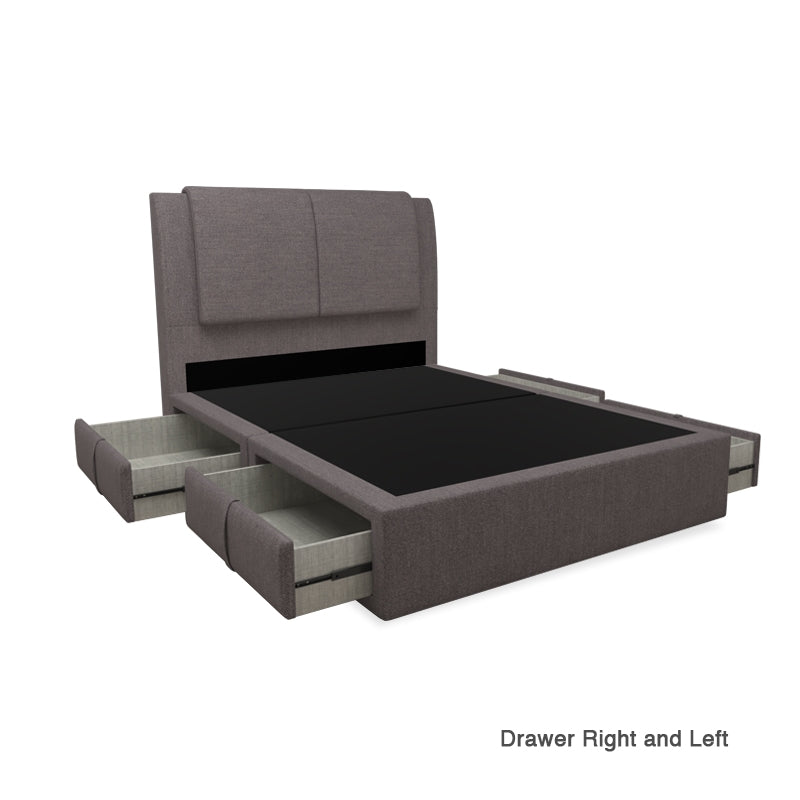 Eden Fabric Drawer Bed with Drawer Left and Right Queen & King