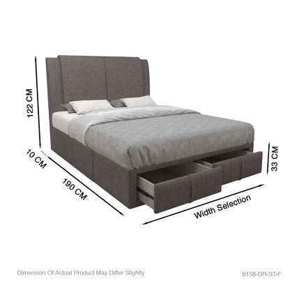 Eden Fabric Drawer Storage Bed with Drawer Front