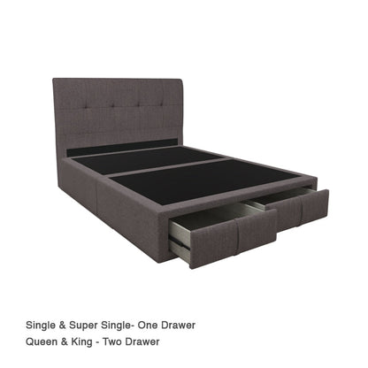 Alice Fabric Drawer Bed with Drawer Front