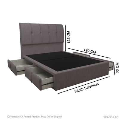 Lucas Fabric Drawer Bed with Drawer Left and Right Queen & King