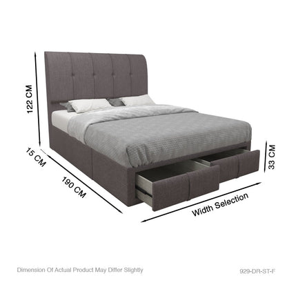 Lucas Fabric Drawer Storage Bed with Drawer Front