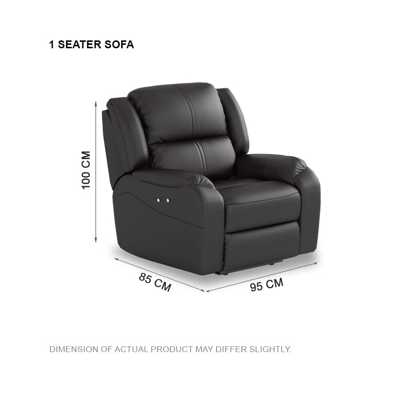 Alana Half Leather Cowhide 1 Seater Sofa