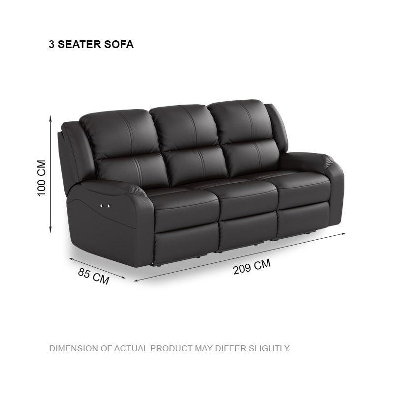 Alana Half Leather Cowhide 3 Seater Sofa