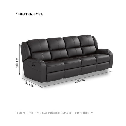Alana Half Leather Cowhide 4 Seater Sofa