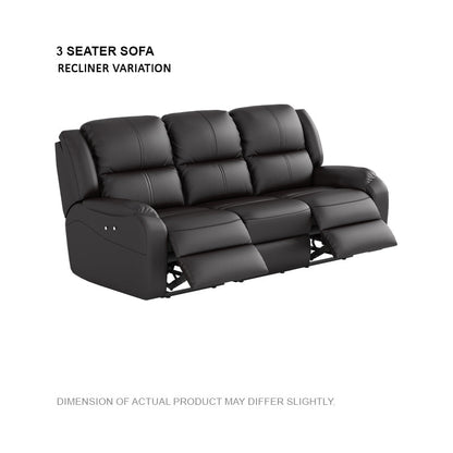 Alana Half Leather Cowhide 3 Seater Sofa