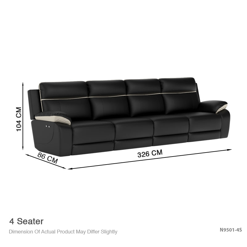 Nina Half Leather Cowhide 4 Seater Sofa