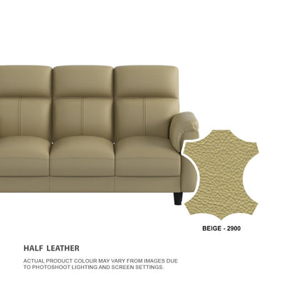Helen Half Leather Cowhide 3 Seater With Chaise Sofa