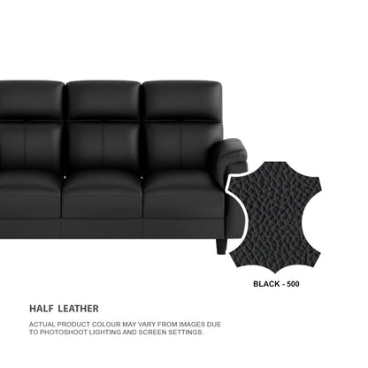 Helen Half Leather Cowhide 3 Seater With Chaise Sofa
