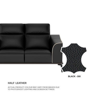 Gianna Half Leather Cowhide 2 Seater With Chaise Sofa