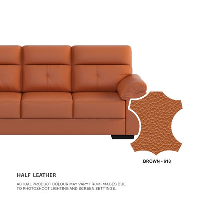 Henry Half Leather Cowhide 2 Seater Sofa