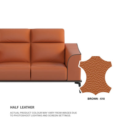 Gianna Half Leather Cowhide 1 Seater Sofa