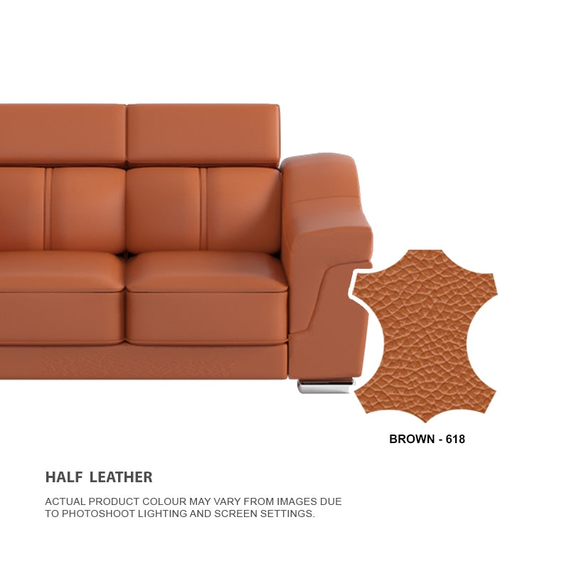 Lyla Half Leather Cowhide 2 Seater With Chaise Sofa