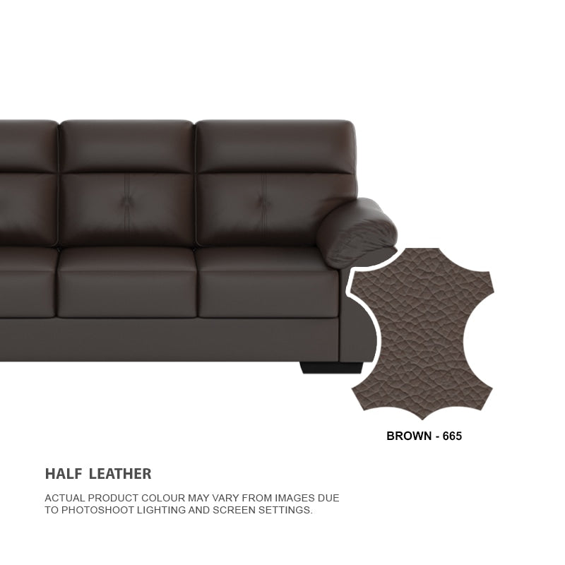 Henry Half Leather Cowhide 3 Seater Sofa