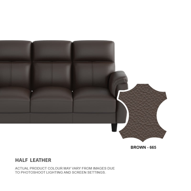 Helen Half Leather Cowhide 2 Seater With Chaise Sofa
