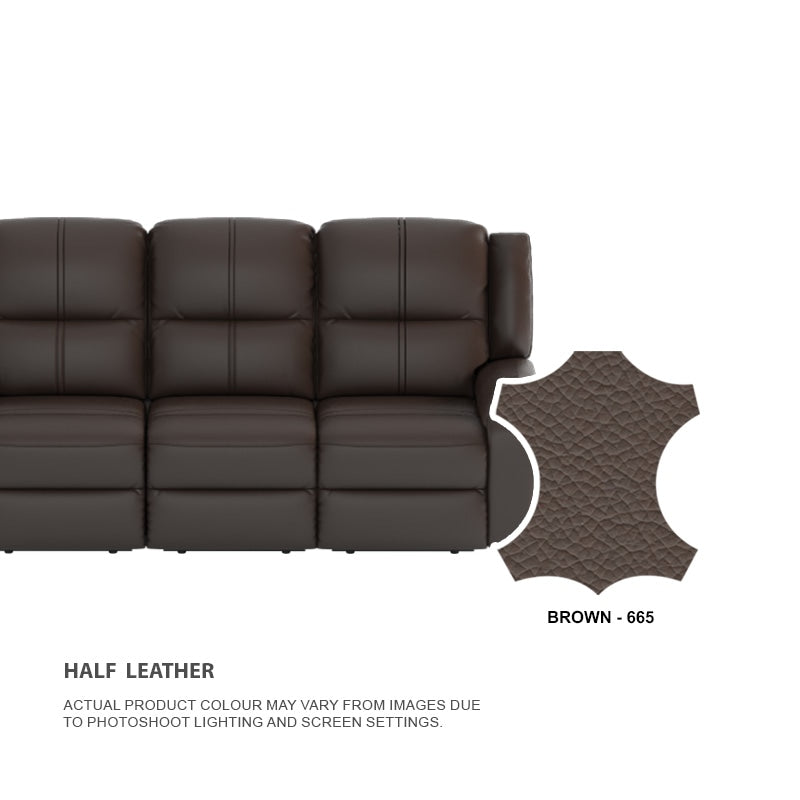 Alana Half Leather Cowhide 4 Seater Sofa