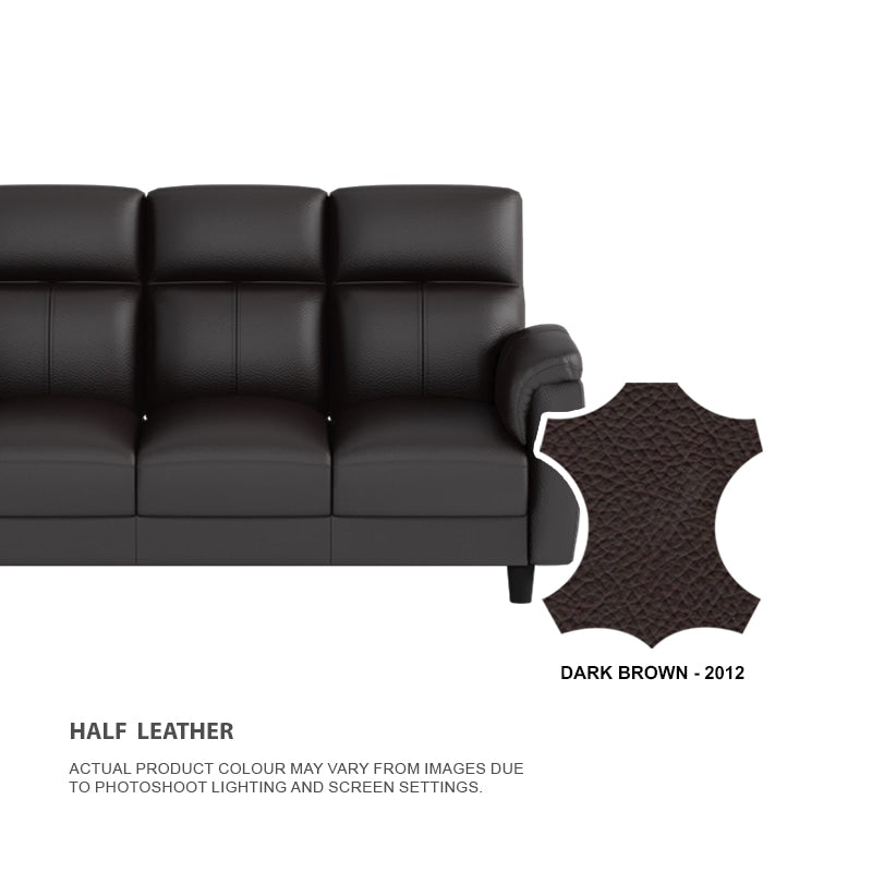 Helen Half Leather Cowhide 3 Seater With Chaise Sofa