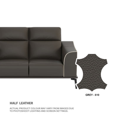 Gianna Half Leather Cowhide 1 Seater Sofa