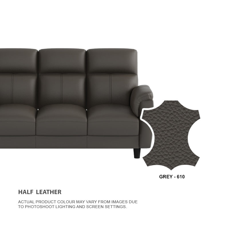 Helen Half Leather Cowhide 1 Seater Sofa