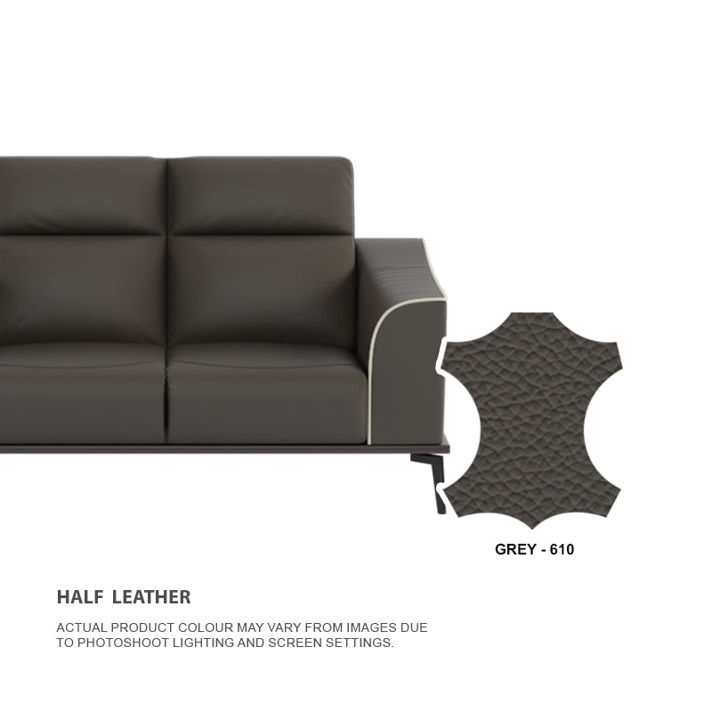 Gianna Half Leather Cowhide 2 Seater With Chaise Sofa