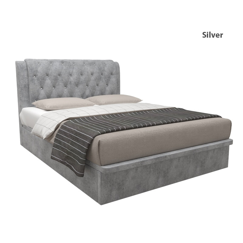 Hunter Velvet Fabric Storage Bed 16 Inch