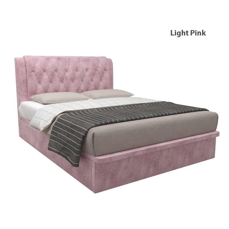 Hunter Velvet Fabric Storage Bed 16 Inch