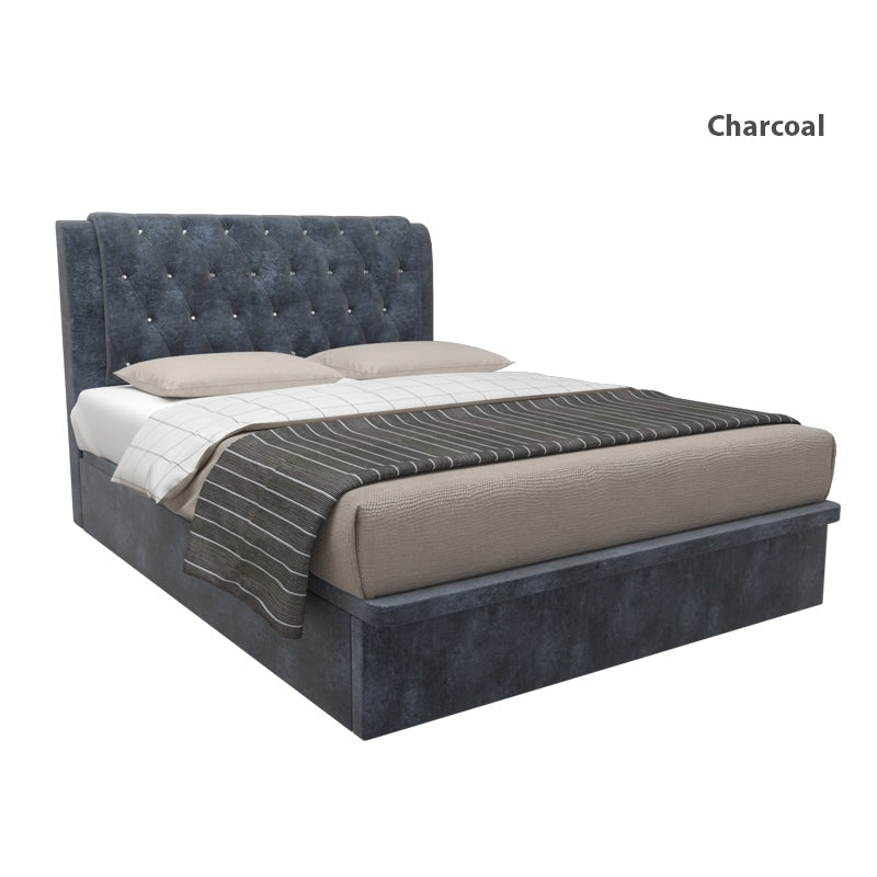 Hunter Velvet Fabric Storage Bed 14 Inch