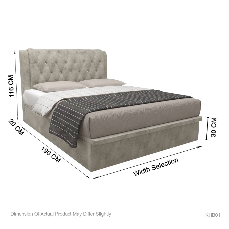 Hunter Velvet Fabric Storage Bed 12 Inch