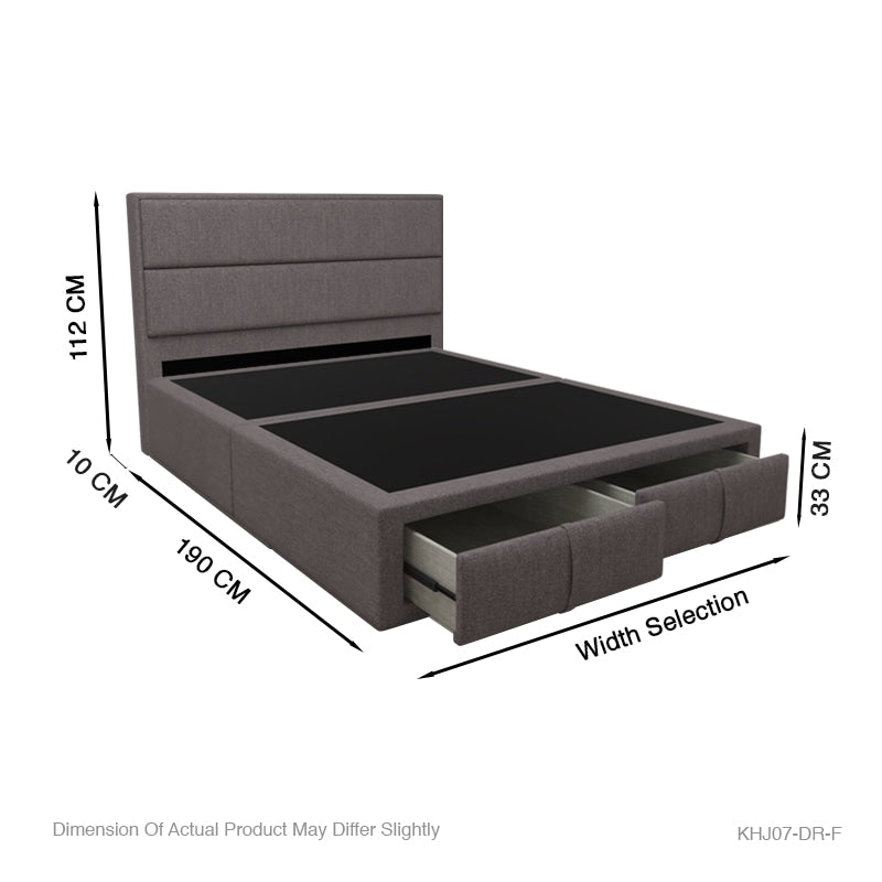 Calixto Fabric Drawer Bed with Drawer Front