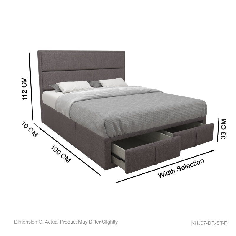Calixto Fabric Drawer Storage Bed with Drawer Front