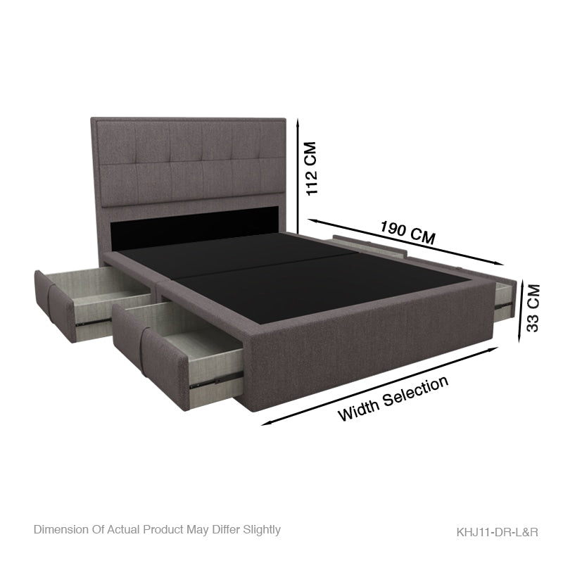 Carson Fabric Drawer Bed with Drawer Left and Right Queen & King
