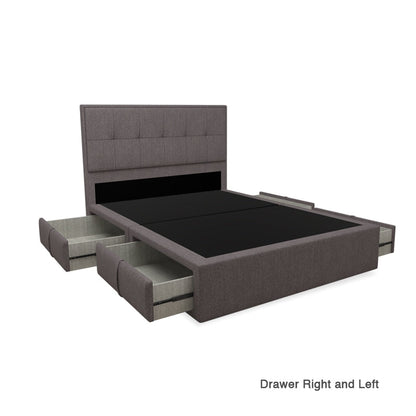 Carson Fabric Drawer Bed with Drawer Left and Right Queen & King
