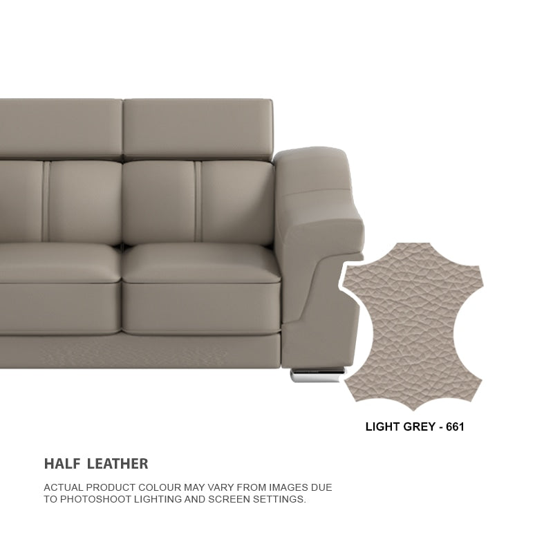 Lyla Half Leather Cowhide 2 Seater With Chaise Sofa