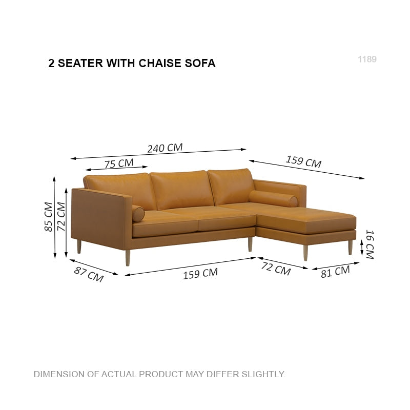 Leah Leathaire 2 Seater With Chaise Sofa