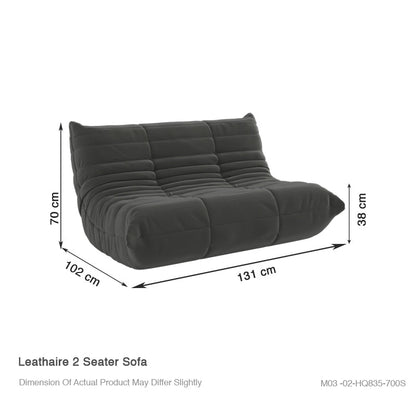 Kiara Lazy Caterpillar Leathaire Couch Ergonomic Design 2 Seater Sofa