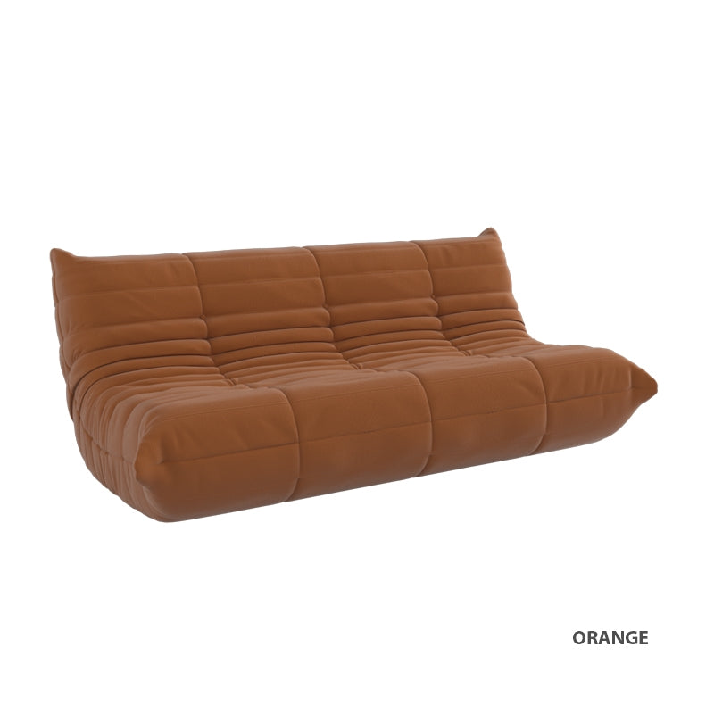 Kiara Lazy Caterpillar Leathaire Couch Ergonomic Design 3 Seater Sofa