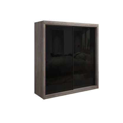 JAMIE Sliding Full Black Glass Wardrobe 6FT