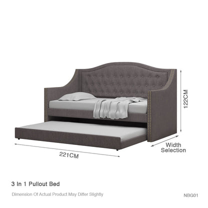 Lucy 3 in 1 Fabric Pullout Bed Frame