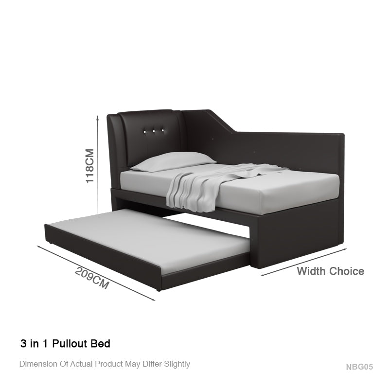 Marico 3 in 1 Faux Leather Pullout Bed Frame
