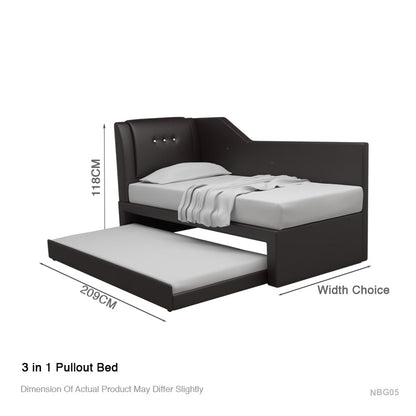 Marico 3 in 1 Faux Leather Pullout Bed Frame