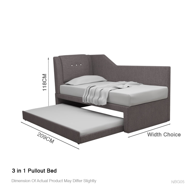 Marico 3 in 1 Fabric Pullout Bed Frame