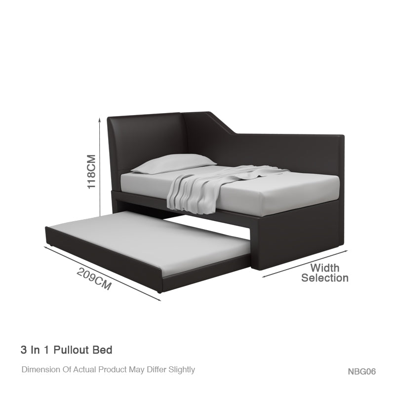Emery 3 in 1 Faux Leather Pullout Bed Frame With / Without Divider Available