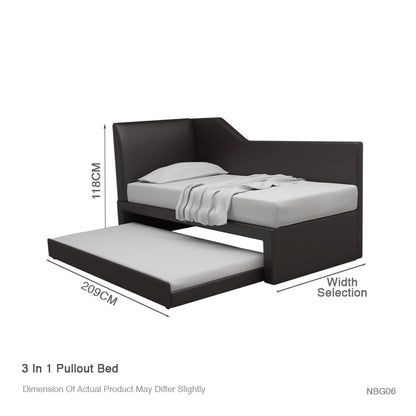 Emery 3 in 1 Faux Leather Pullout Bed Frame With / Without Divider Available
