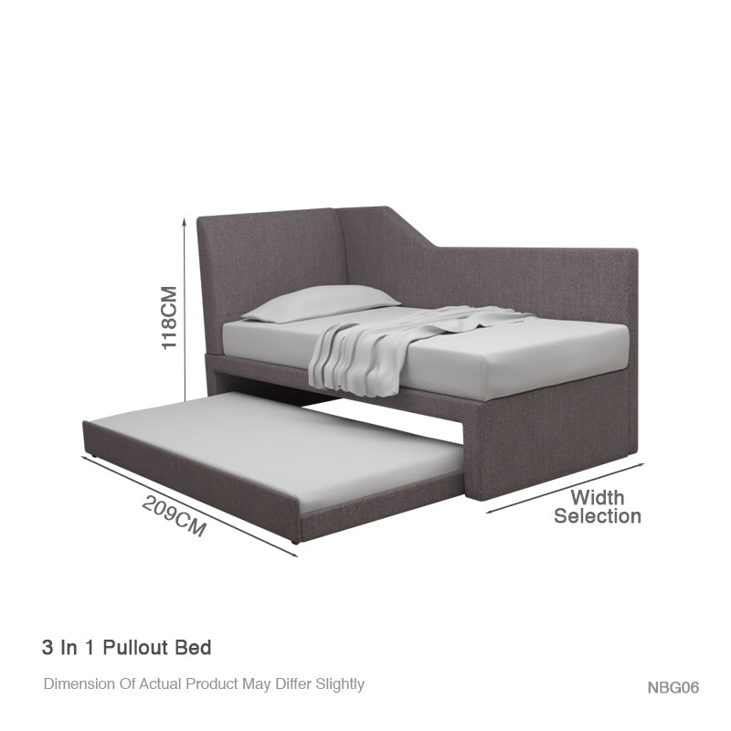Emery 3 in 1 Fabric Pullout Bed Frame With / Without Divider Available