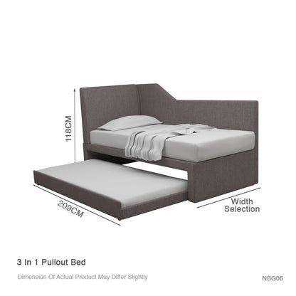 Emery 3 in 1 Fabric Pullout Bed Frame With / Without Divider Available
