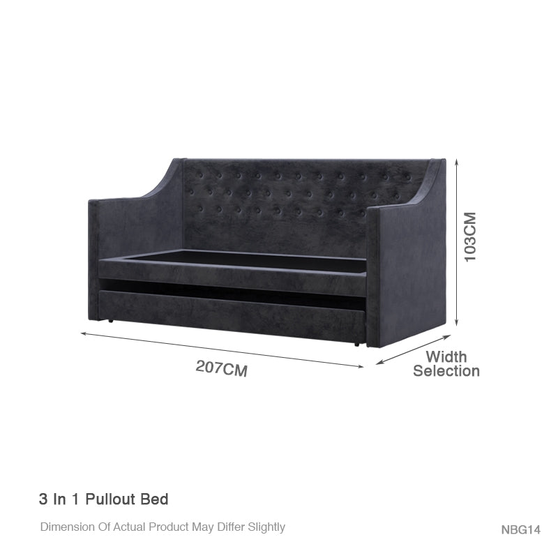 Jordan 3 in 1 Fabric Pullout Bed Frame