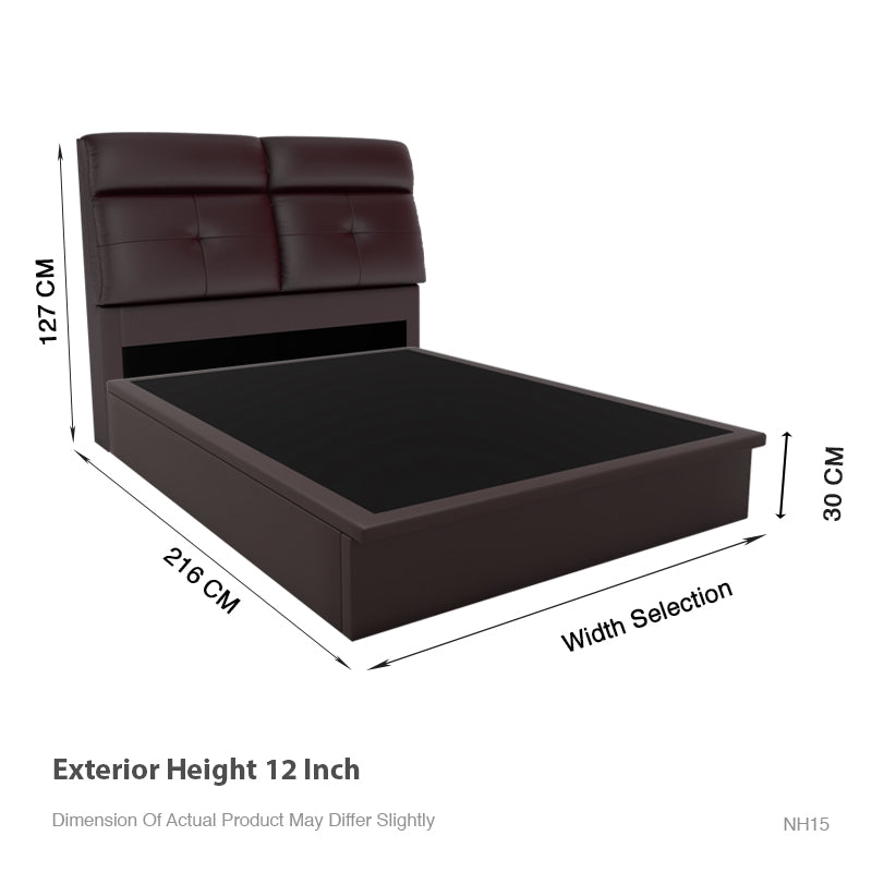Adira Faux Leather Storage Bed 12 Inch
