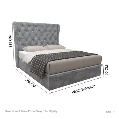 Ryder Velvet Fabric Storage Bed 12 Inch Model B
