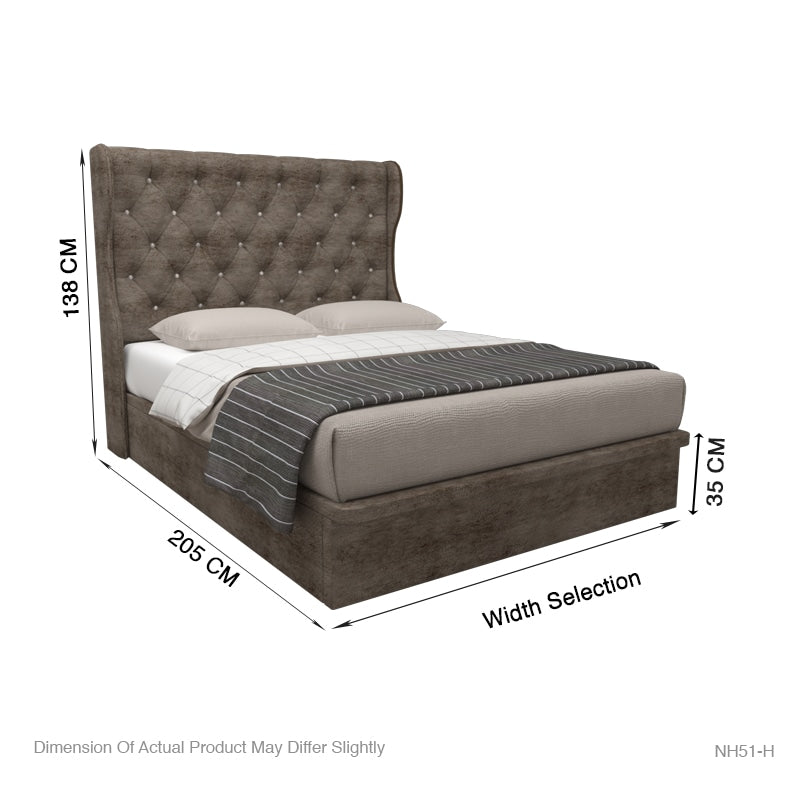 Ryder Velvet Fabric Storage Bed 14 Inch Model B